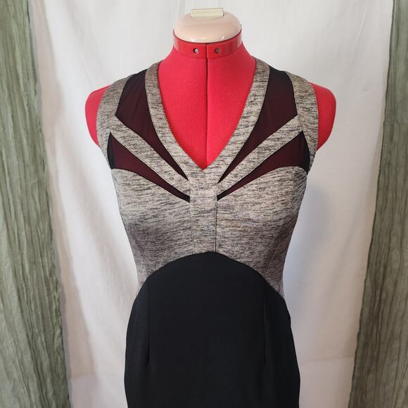 Joseph Ribkoff Black Gold Stretch Body-Con Sleeveless Knee Length Dress Size 8 - Picture 3 of 8